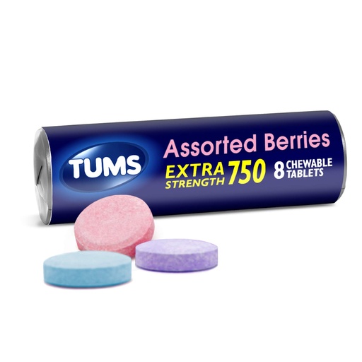 [BRSWIZYEOEABCDLY] TUMS EX Assorted Berries, 8 Count (Pack of 12)