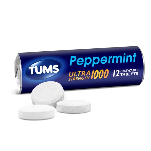 [BRSWIYLQPIAGOA36] TUMS Antacid Chewable Tablets Assorted Fruit – 12 rolls - Fast Heartburn Relief, Calcium Carbonate Formula, On-the-Go Digestive Support, Easy to Carry (Pack of 12 Rolls).