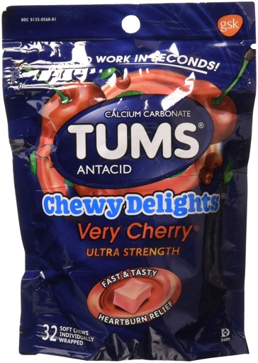 [BRSWIFLQAIGWY2T4] Tums Chewy Delights Capsules, Very Cherry, 32 CT (Pack of 2)