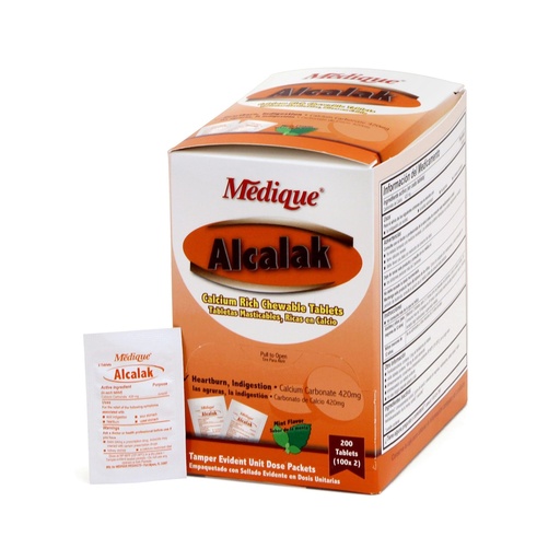 [BRSWIFAPDEHR4AD2] Medique Products 10147 Alcalak Antacid Tablets, 100-Packets of 2, Chewable