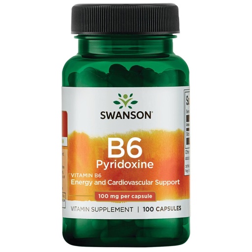 [BRSWIYT7PMOWYF34] Swanson Vitamin B-6 (Pyridoxine) Cardio Health Support Energy Metabolism 100 Milligrams 100 Capsules