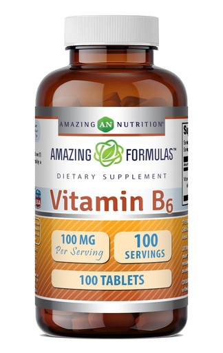 [BRSWKFY7CAPBADDK] Amazing Formulas Vitamin B6 (Pyridoxine HCI) Supplement | 100 Mg | Tablets | Non-GMO | Gluten-Free | Made in USA (1 Pack | 100 Count)