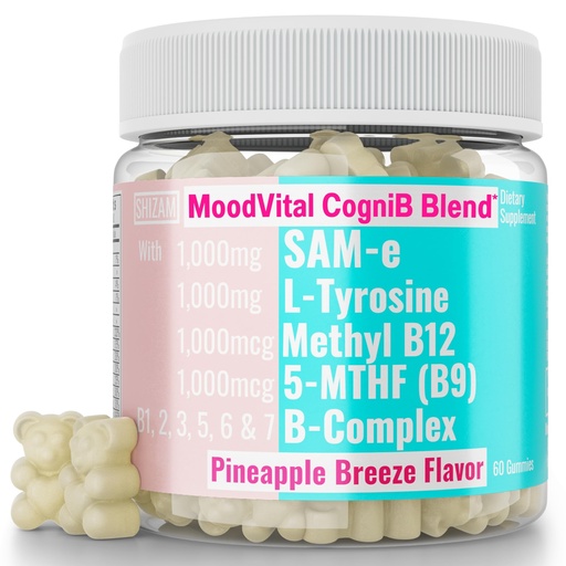 [BRSRMC34AF7RMHI3] SHIZAM SAM-e & L-Tyrosine Gummies & Methylated Vitamin B-Complex | Methyl B12 & 5-MTHF | Vitamins B12 B9 B7 B6 B5 B3 B2 B1 Capsules Powders Pills Alt | Supplement Supplements