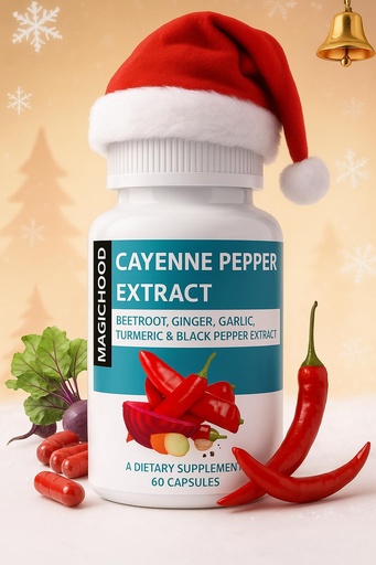 [BRSRGYYBAANWEYD2] Cayenne Pepper Complex 960mg, Super Extract with Ginger, Garlic, Turmeric, Beet Root, Black Pepper, 60 Capsules, All Natural Supplement for Boosting Stamina
