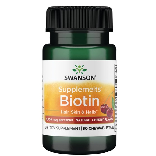 [BRSWIFQDOEMGCYDK] Swanson Sublingual Biotin Vitamin 5000 mcg 60 Chwbls
