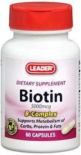 [BRSWIGQHAUPR2DY5] Leader Biotin 5000mcg Capsules 60 Ct