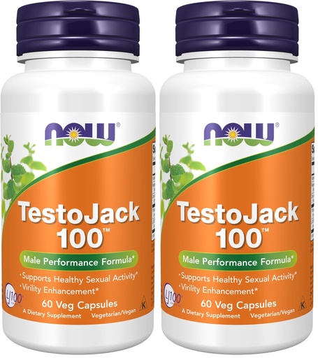 [BRSROYYPCQPBMAY7] NOW Supplements, TestoJack™ 100 with LJ100®, a Potent standardized Extract of Tongkat Ali (Eurycoma longifolia), Tribulus and ZMA®, 60 Veg Capsules (Pack of 2)