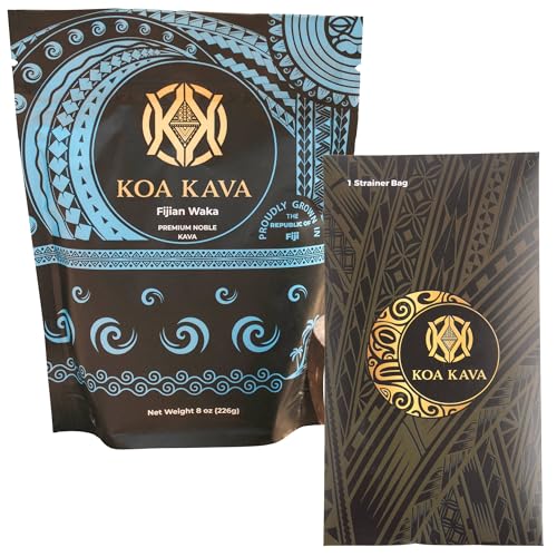[BRSROAINDECRGAA7] 8 Oz Premium Fiji Waka from Koa Kava with a Drawstring Kava Strainer