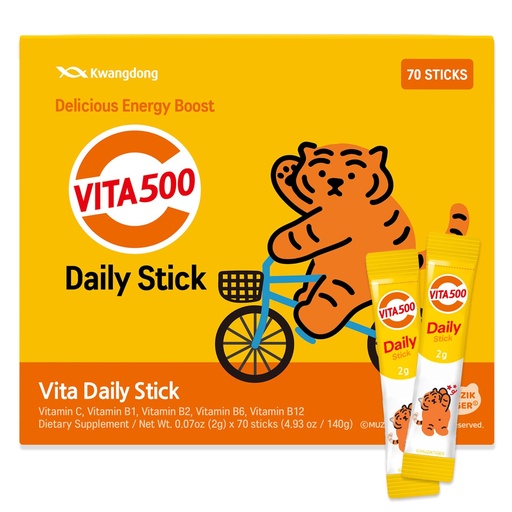 [BRSREYYTB4BAEFIV] KWANGDONG Vita500 Multivitamin Powder Daily Stick, Improve Strong Immune, & Energy Boost with Vitamin C 500mg, and Vitamin B Complex (70 Sticks of 500mg)