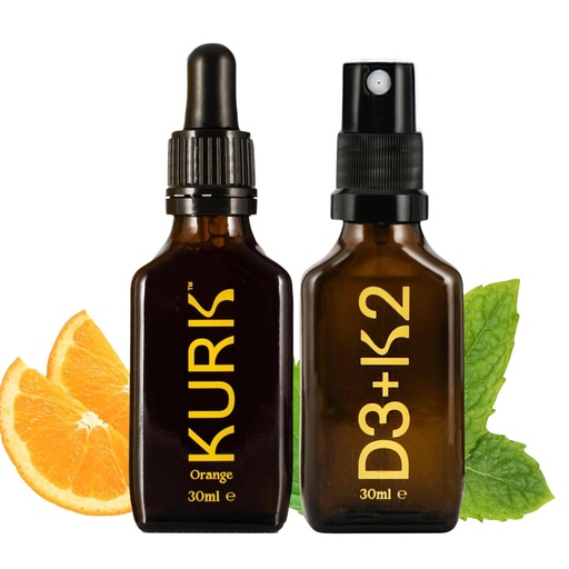 [BRSRAAIYDF6W2CDF] High Strength Liquid Curcumin Oil from Turmeric (Orange 1 Fl Oz) and Vitamin D3 K2 Oral Spray (Peppermint 1 Fl Oz) Bundle