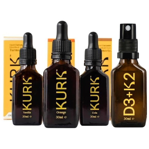 [BRSRACAQCIPQIFA2] High Strength Liquid Curcumin Oil from Turmeric and Vitamin D3 K2 Oral Spray Bundle