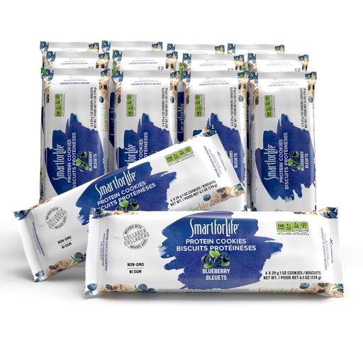 [BRSWIAIAOMHBUHQZ] Smart for Life Blueberry Protein Cookies - High Protein Cookie Diet - 2 Weeks Supply - Meal Replacement - On-the-Go Snack - Low Sugar Low Calories Super High Fiber Cookies - Protein Snack