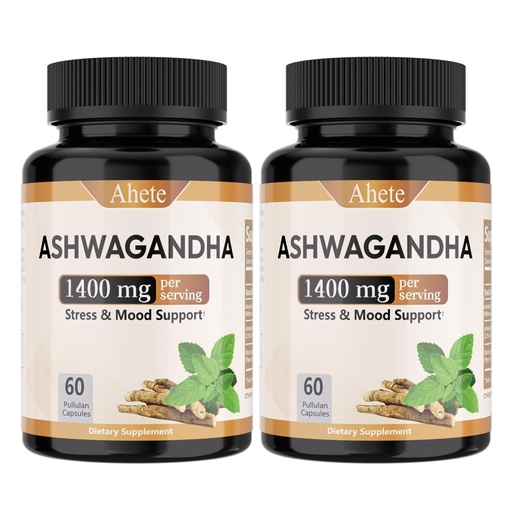 [BRSREGILOJ7BMFLG] Ashwagandha Supplement, Stress Relief and Mood Enhancer, 1400mg Ashwagandha Powder and Root Extract, 120 Capsules, 60 Days Supply