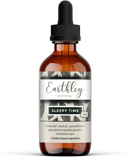 [BRSWGAYOOAOWE33F] Earthley Wellness Sleepy Time, Natural Herbal Sleep Support for Adults and Kids, Calming Extract for Relaxation and Restful Nights, Alcohol-Free, Made with Catnip, Skullcap, and Passionflower (1oz)