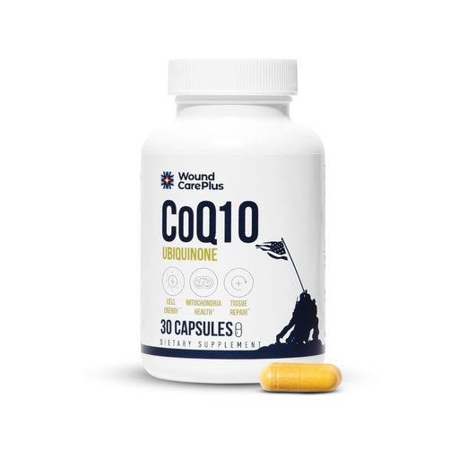 [BRSREZAYPNYBQ3L7] Wound Care Plus CoQ10 Supplement – Ubiquinone Antioxidant for Cellular Energy & Heart Health – Supports Vitality & Healthy Aging – 30 Capsules – Non-GMO, Gluten-Free, Keto Friendly