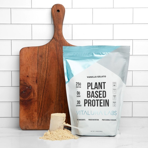 [BRSRAYANPN6AYYIV] Vitalura Labs Plant-Based Protein Powder - 25g (DV 44%) Per Serving from Pea, Rice & Pumpkin - NSF Content Certified - Vanilla Gelato Flavoured - 30 Servings