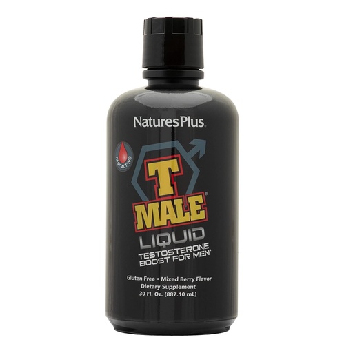 [BRSWI2T5B4IA423K] NaturesPlus T Male Liquid - 30 fl oz - Mixed Berry Flavor - Promotes Muscle Gain & Stamina - Vegetarian, Gluten Free - 30 Servings
