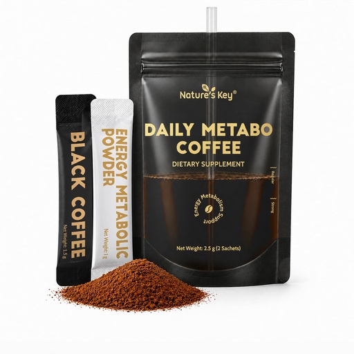 [BRSRGCY3BMHBAYAY] Nature's Key 2-in-1 Instant Black Coffee with MCT Oil, Inulin, Green Coffee Bean – for Sustained Energy, Mental Focus & Digestive Cleanse, 7 Servings
