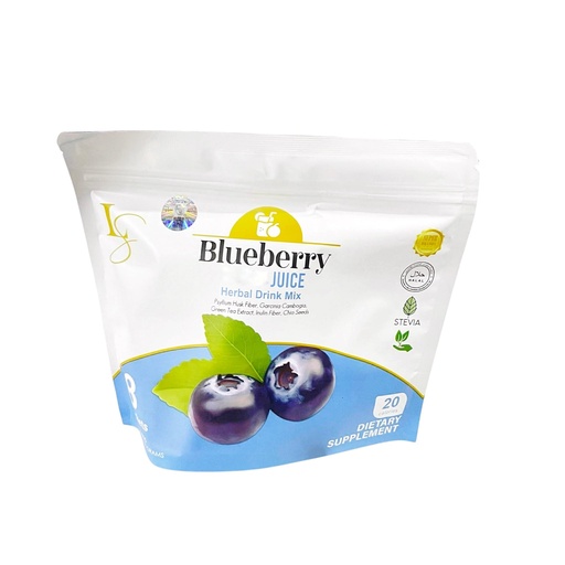 [BRSRGEILAQCRO3TB] Luxe Beauty by Anna Magkawas Blueberry Fiber Drink Mix, Herbal Powder with Psyllium Husk, Inulin Fiber & Green Tea Extract, Low-Calorie Blueberry Beverage, Halal, 18g x 8 Sachets