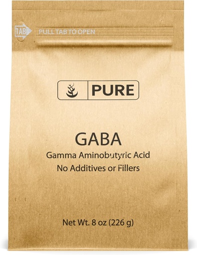 [BRSWGAA3A4BWKE33] Ingredientes originales puros Ácido aminobutírico Gamma (GABA) Polvo (8 oz) Siempre puro, sin rellenos o aditivos, Lab Verified