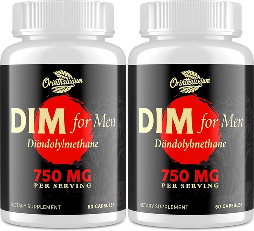 [BRSRAA3YBEMRUCT4] DIM for Men 750MG – 荷尔蒙平衡,对男性的雌激素支持,DIM补充,解毒,生命力和适配性能 – Chrysin & Black Pepper 提取, 60 Capsules (2瓶)