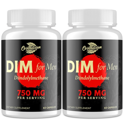 [BRSRAA3YBEMRUCT4] Orinthalixium DIM for Men 750MG – Hormone Balance, Estrogen Support for Men, DIM Supplement, Detox, Vitality & Fitness Performance–Chrysin & Black Pepper Extract, 60 Capsules (2 Bottle)