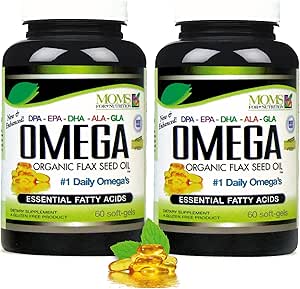 [BRSRABAPAABQ2CT7] Natural Omega 3-6-9 Blend with DPA, EPA, DHA, ALA and GLA - Organic Flax Seed and Wild Caught Fish Oil - Over 2,800 Milligram Strength - Gluten Free - Made in The USA - 60 SoftGels (Pack of 2)