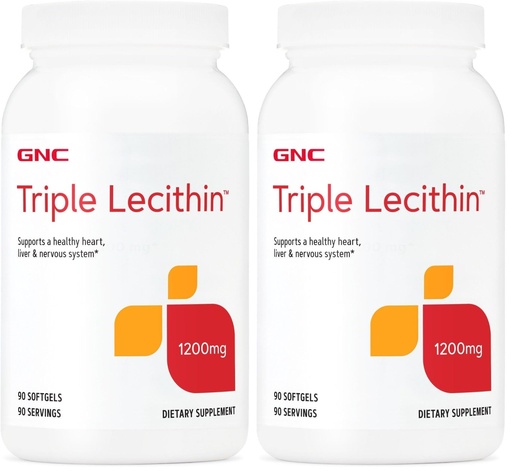 [BRSREAA6CAFB63D2] GNC Triple Lecithin 1200mg Supplement, Supports a Healthy Heart, Liver and Nervous System, 90 Servings (Pack of 2)