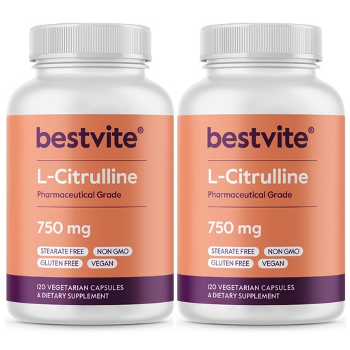 [BRSWGGTQBN5GY2DH] BESTVITE L-Citrulline 750mg per Capsule (240 Vegetarian Capsules) (120 x 2) - No Stearates - No Silica - No Fillers - Non GMO - Gluten Free - Vegan