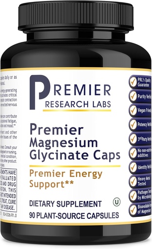 [BRSRAZQ5PMCW2ETD] Premier Research Labs Magnesium Glycinate Supplement - Pure Magnesium, High Absorption, Supports Sleep Quality, Chelated, Vegan, Third Party Tested, Premier Energy Support - 90 Capsules