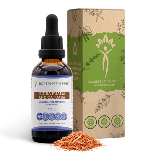 [BRSWEC32BMMRYEL7] Secrets of the Tribe Muira Puama and Catuaba Alcohol-Free Liquid Extract (Ptychopetalum Olacoides and Erythroxylum Catuaba) Dried Bark Tincture Supplement (2 FL OZ)