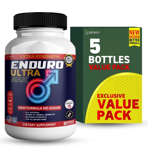 [BRSRGZYROJ7ROAY3] Enduro Ultra Max Extra Strength, Dietary Supplement, Organic Maca Root Blend, 60 Capsules, 30-Day Supply (5)