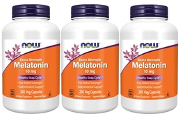 NOW Foods Supplements, Melatonin, Extra Strength 10 mg, Free Radical Scavenger*, Healthy Sleep Cycle*, 200 Veg Capsules (Pack of 3)