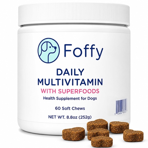 [BRSRGEIZBF6GCYD5] Foffy Daily Dog Multivitamin Soft Chews - Hip & Joint, Skin & Coat - 60 CT | Gut & Immune Support - Dog Vitamins and Supplements with kollaGen II-xs, Probiotics & Plant-Based Omegas - Bacon Flavored