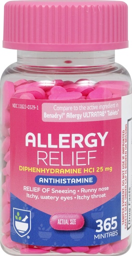 [BRSWGBQLCMDQA2DL] Rite Aid Antihistamine Allergy Relief with Diphenhydramine - 25mg, 365 Count