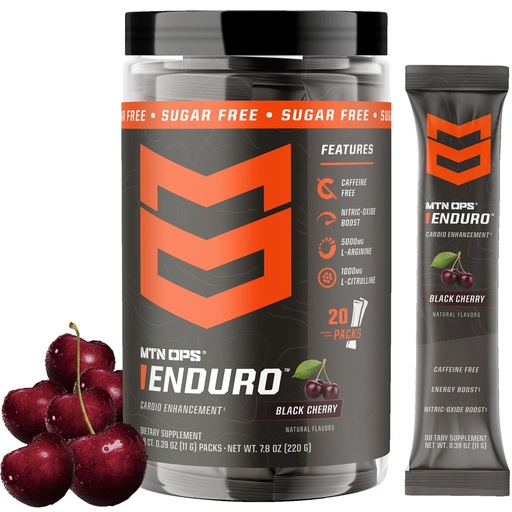 [BRSRAGI5BYNWADTG] MTN OPS Enduro Stim-Free Pump Pre Workout Trail Packs, Black Cherry | Stim-Free Pump Formula, Nitric Oxide Support, L-Citrulline & L-Arginine, Caffeine Free