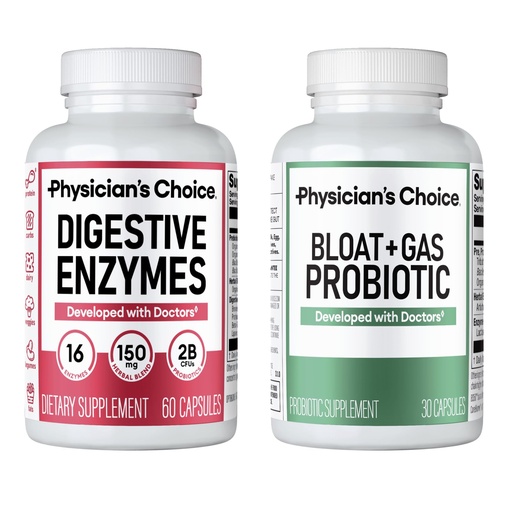 [BRSRAGANC4PWEHLD] Physician's CHOICE Bloat Bundle: Bloat & Gas Probiotic 30ct + Digestive Enzymes 60ct