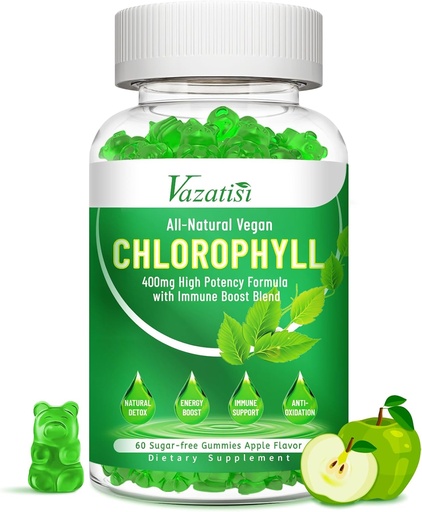 [BRSROYLRCAHRUCLH] Klorofill gumik - Super Green 13 1-ben Ashwagandha C-vitamin Cink és réz testszag, bőr energia immunszupport dezodor nőknek - 60 gróf