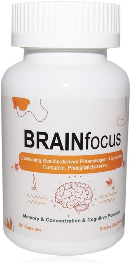 [BRSRAAT3A4HB4FIV] Vitamin E Brain Supplements for Memory & Focus,Brain Support with Curcumin,Plasmalogen & Liposomal for Enhanced Cognitive Function and Concentration,60 Servings