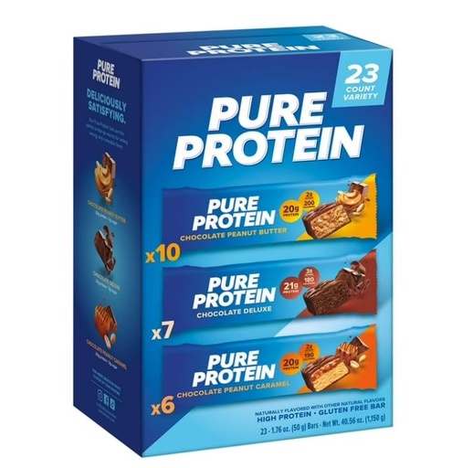 [BRSRGHTQB57BG2TJ] Pure~Proteins Bar, Nutrient Rich Snacks with High Protein for Energy Support, Minimal Sugar, Gluten-Free, Variety Pack 20g Protein, BULK ~ (23 Pack) ~ (1 Pack - Mix).
