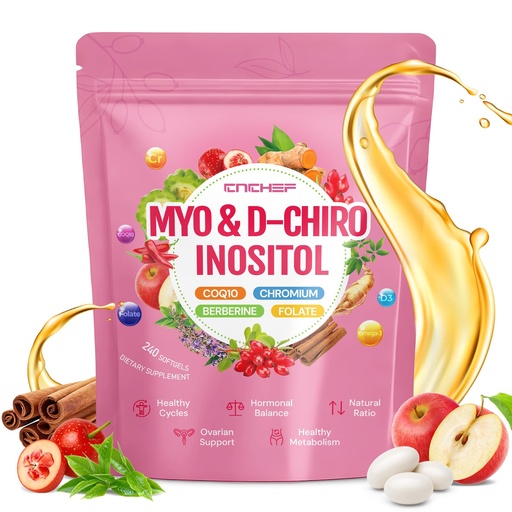 [BRSRGFANPNYQ22DP] Myo-Inositol & D-Chiro Inositol Supplement for Women, Hormone Balance, Fertility, Ovarian Health & Cycle Support, Berberine, Ceylon Cinnamon for Healthy Cycle Regulation, Mood, Nerve, 240 Ct