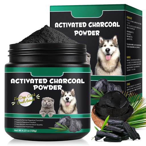 [BRSRGGT6BEPQED3L] AIQIUSHA Activated Charcoal for Dogs & Cats, 120g Pure Charcoal Powder for Pets & Livestock – Daily Digestive Support, Helps Maintain Normal Stool, Single Ingredient, Non-GMO, Gluten Free