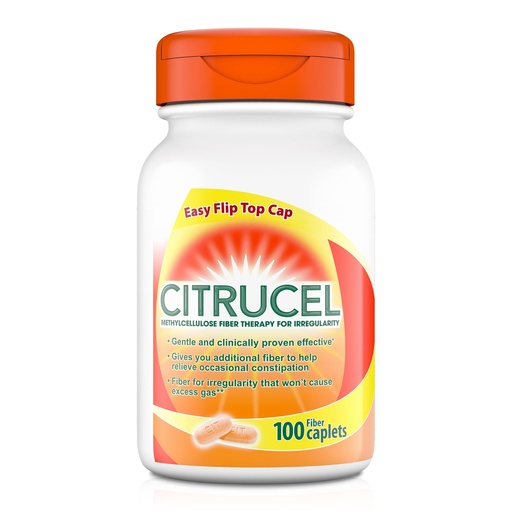 [BRSWIZQ3AUFWIALY] Citrucel Methylcellulose Fiber Caplets for Occasional Constipation Relief, Orange Flavor - 1 Count