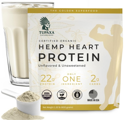 [BRSREAAZBYIBAAA4] USDA Organic Hemp Protein Powder for Women & Men - Unflavored Pure Natural - Plant Based Powder, Vegan, Gluten Free, Keto - Hemp Seed Powder Cold-Pressed (20 Servings (1.32 lb), Unflavored)