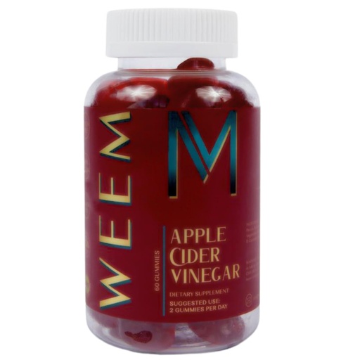 [BRSWYFAOCUCA4GQU] WEEM Apple Cider Vinegar Gummies - Natural, Vegan ACV with Folic Acid- Gluten Free - Vitamin B12 - Premium Detox & Weight Supplement- Helps Digestion for Women and Men