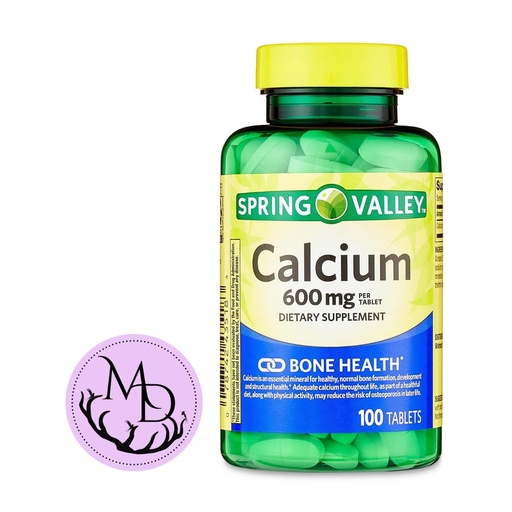 [BRSROBQFCQMAOCLU] Generic Spring Valley Calcium 600 mg, Dietary Supplement, Bone Health Calcium + Includes Dri Store Sticker (100)