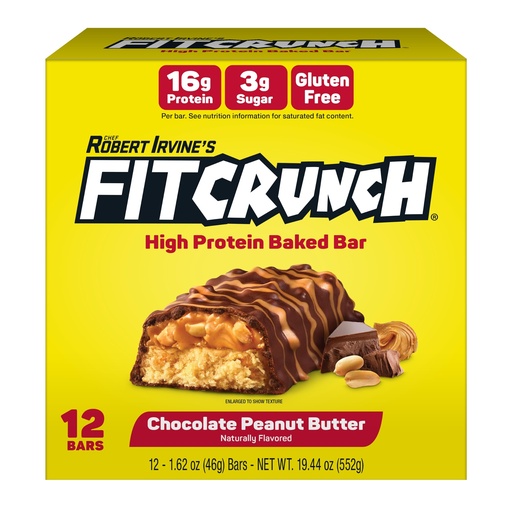 [BRSRYZYPC5YGODLK] FitCrunch 16g High Protein Baked Bar, Chocolate Peanut Butter, 12ct
