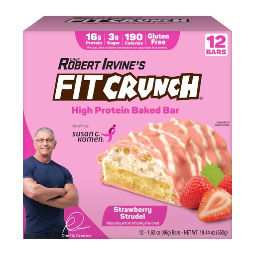 [BRSRYZYPBZ6BAFDD] FitCrunch 16g High Protein Baked Bar, Strawberry Strudel, 12ct