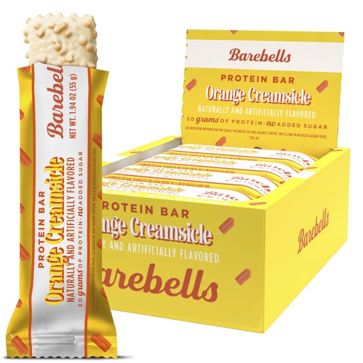 [BRSRGCAKAAIGYDL4] Barebells Orange Creamsicle Protein Bar – 20g Protein – No Added Sugar – 12 x 55g High Protein Snack – Post Workout Snack
