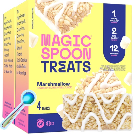 [BRSROFL6DEMBQFDZ] Magic Spoon Treats - 8 Gluten Free Protein Bars, Marshmallow - High Protein Gluten Free Snack - Sugar & Grain Free Protein Cereal Bar - Low Carb & Keto Friendly - Healthy Snacks for Adults